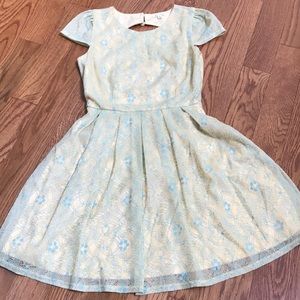 Light Yellow Dress with Blue Lace